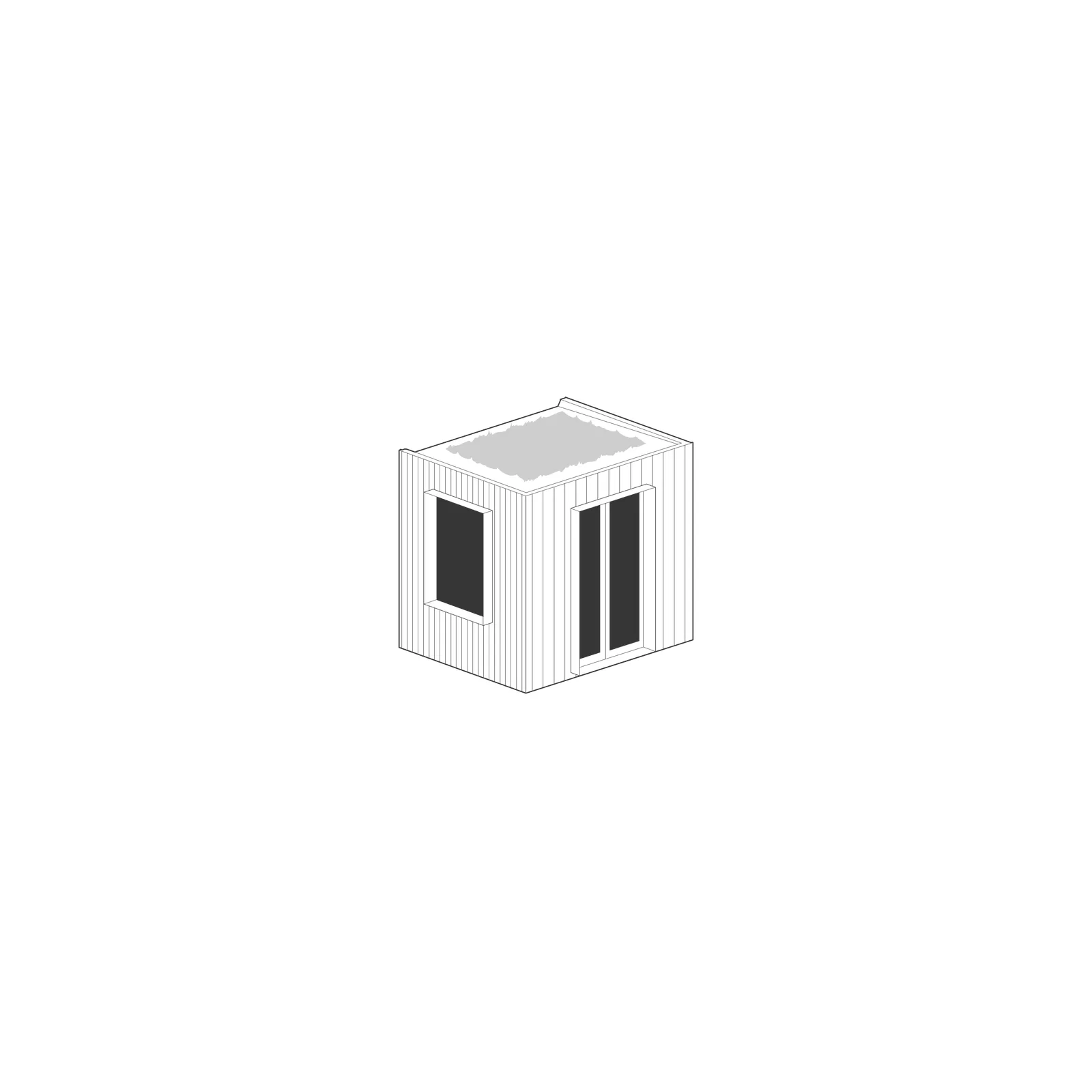 Axonometric of A quiet, bright pod for working from home