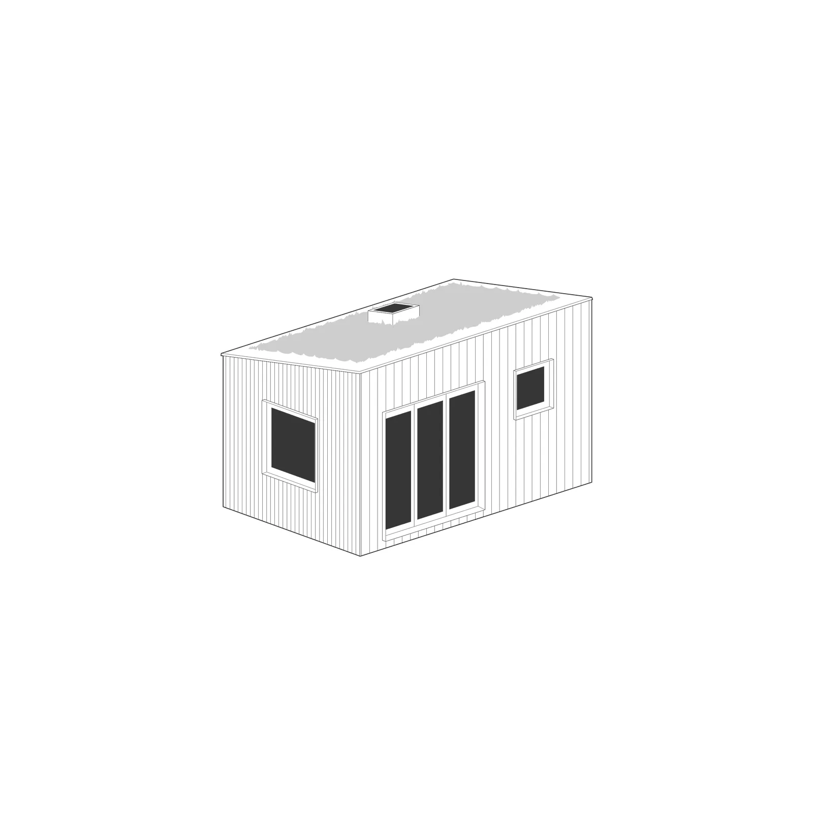 Axonometric of A light, lofty studio for yoga and work