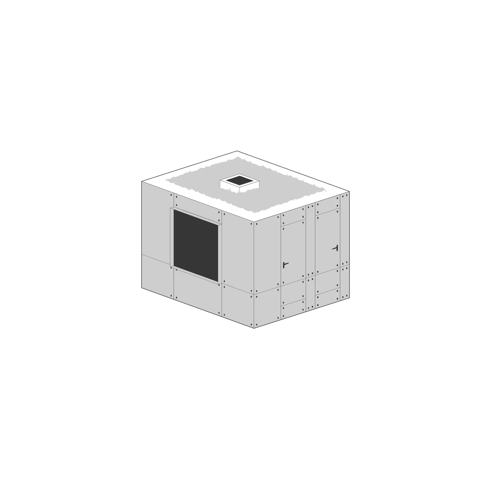 Axonometric of A joyful pink music studio, tuned for sound