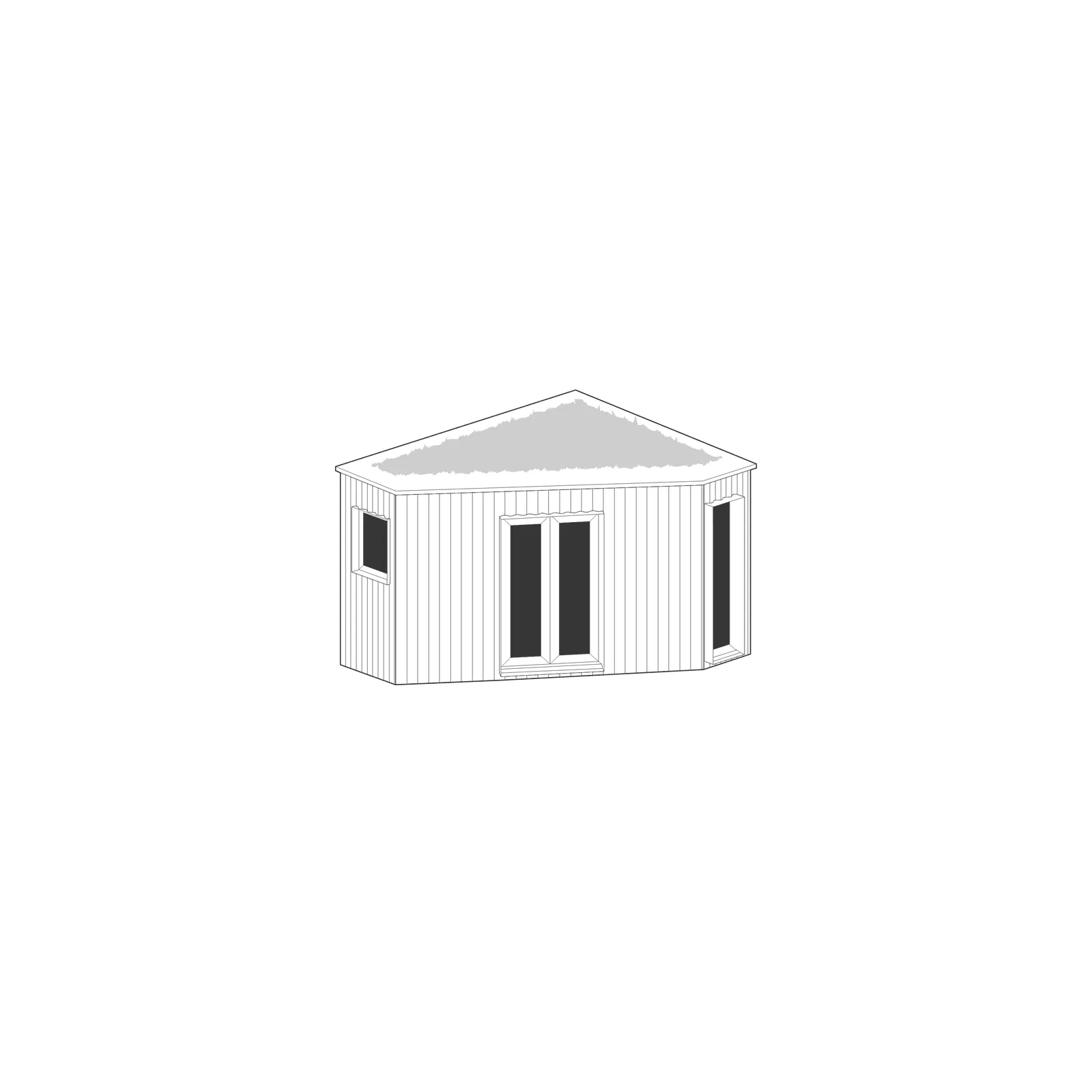 Axonometric of A snug triangular office for a tricky corner