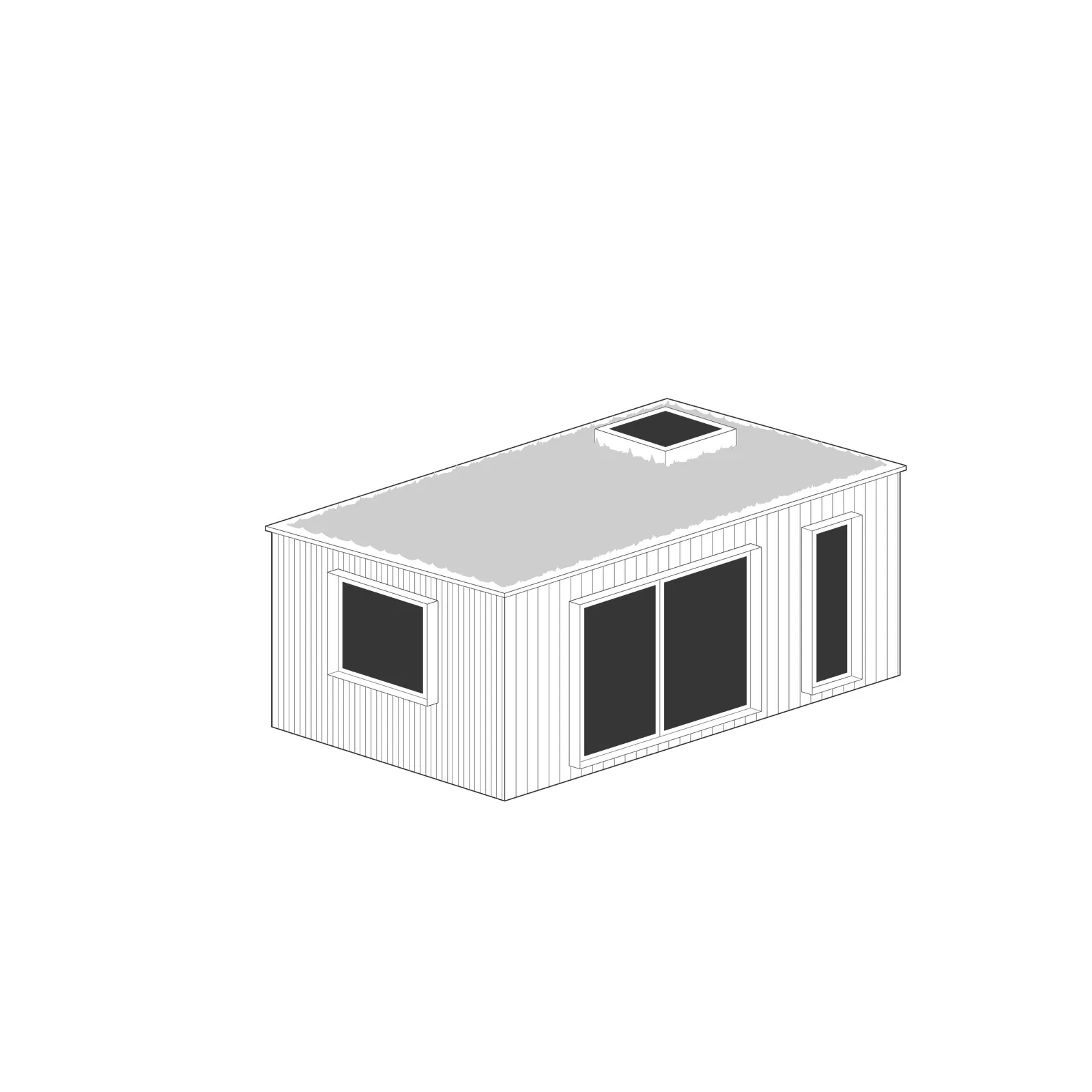Axonometric of A peaceful studio for work, music and rest
