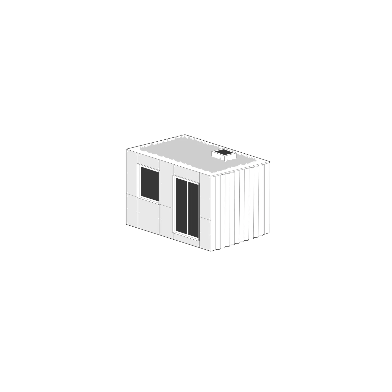 Axonometric of A bright studio to work and curl up in