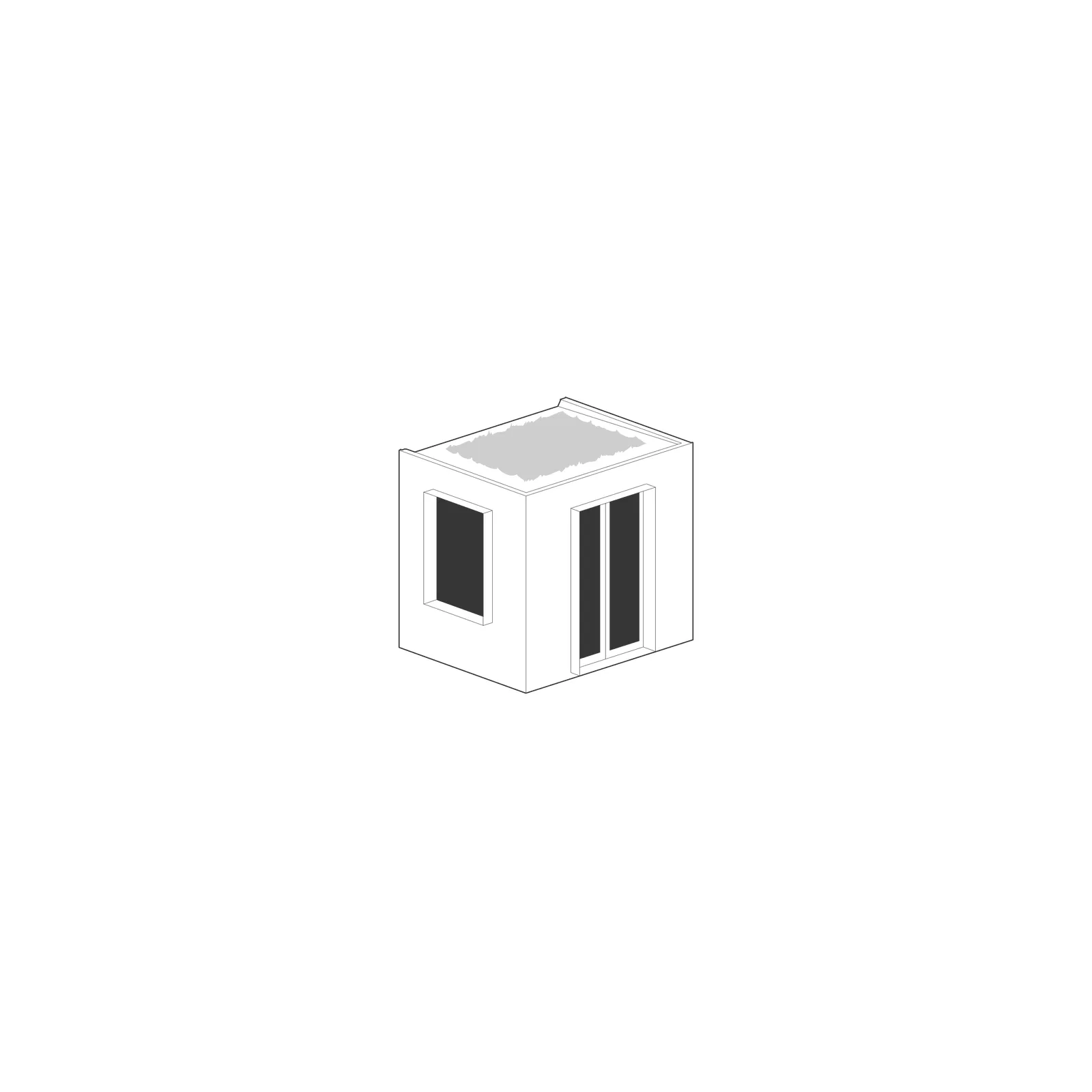 Axonometric of A cheerful blue pod for work and exercise