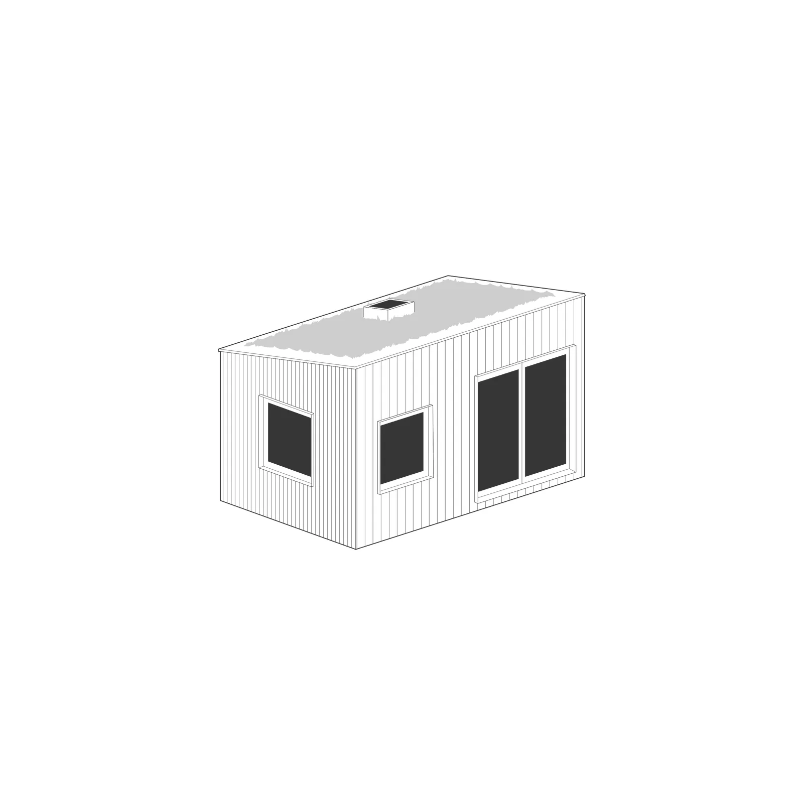 Axonometric of A restful wellness studio with a window seat