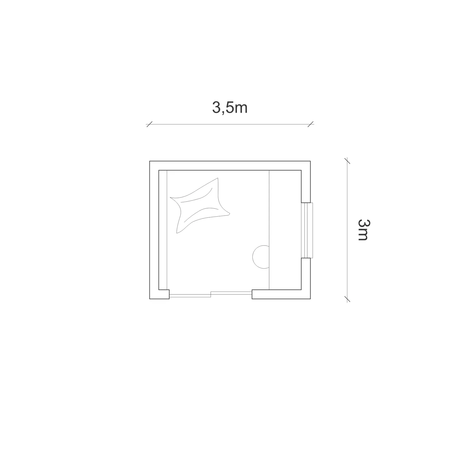 Floor plan of A cosy office with a cork pinboard wall