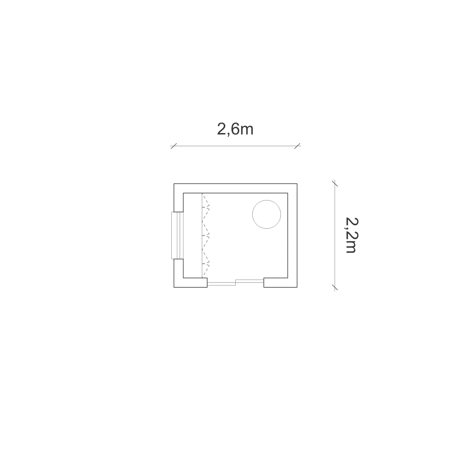 Floor plan of A cheerful blue pod for work and exercise