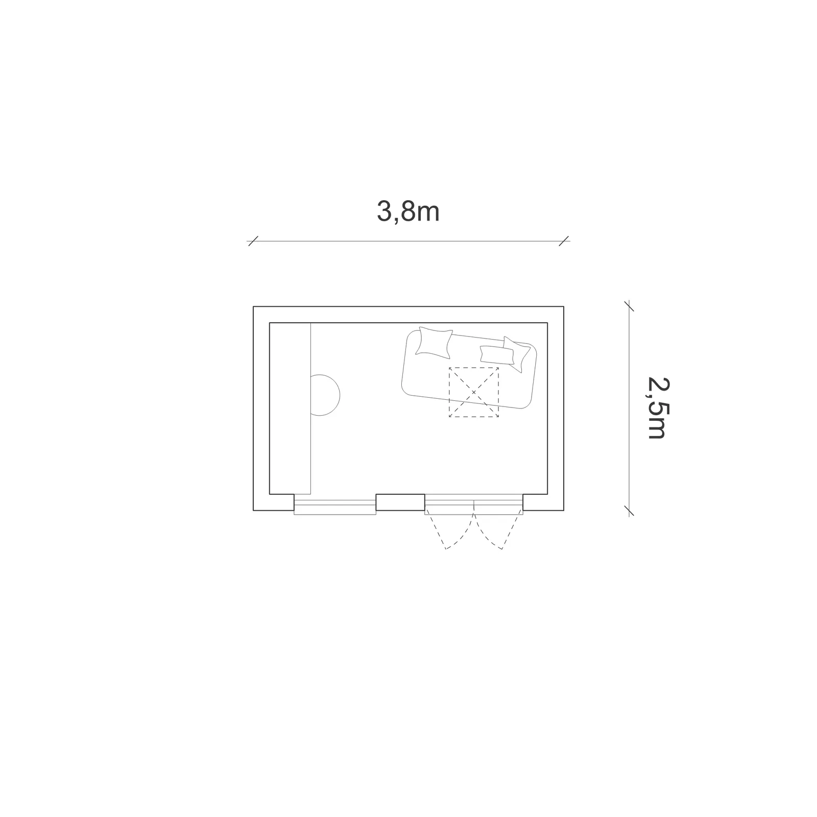 Floor plan of A bright studio to work and curl up in