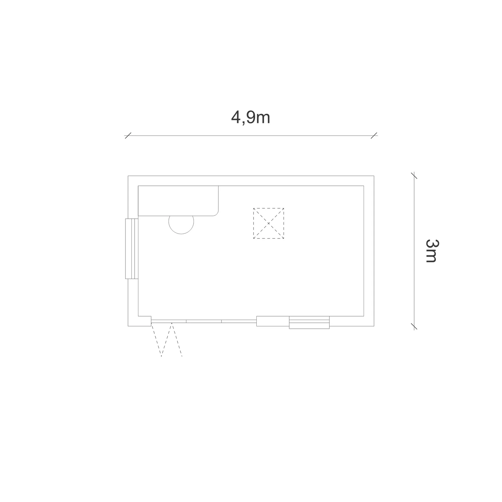 Floor plan of A light, lofty studio for yoga and work