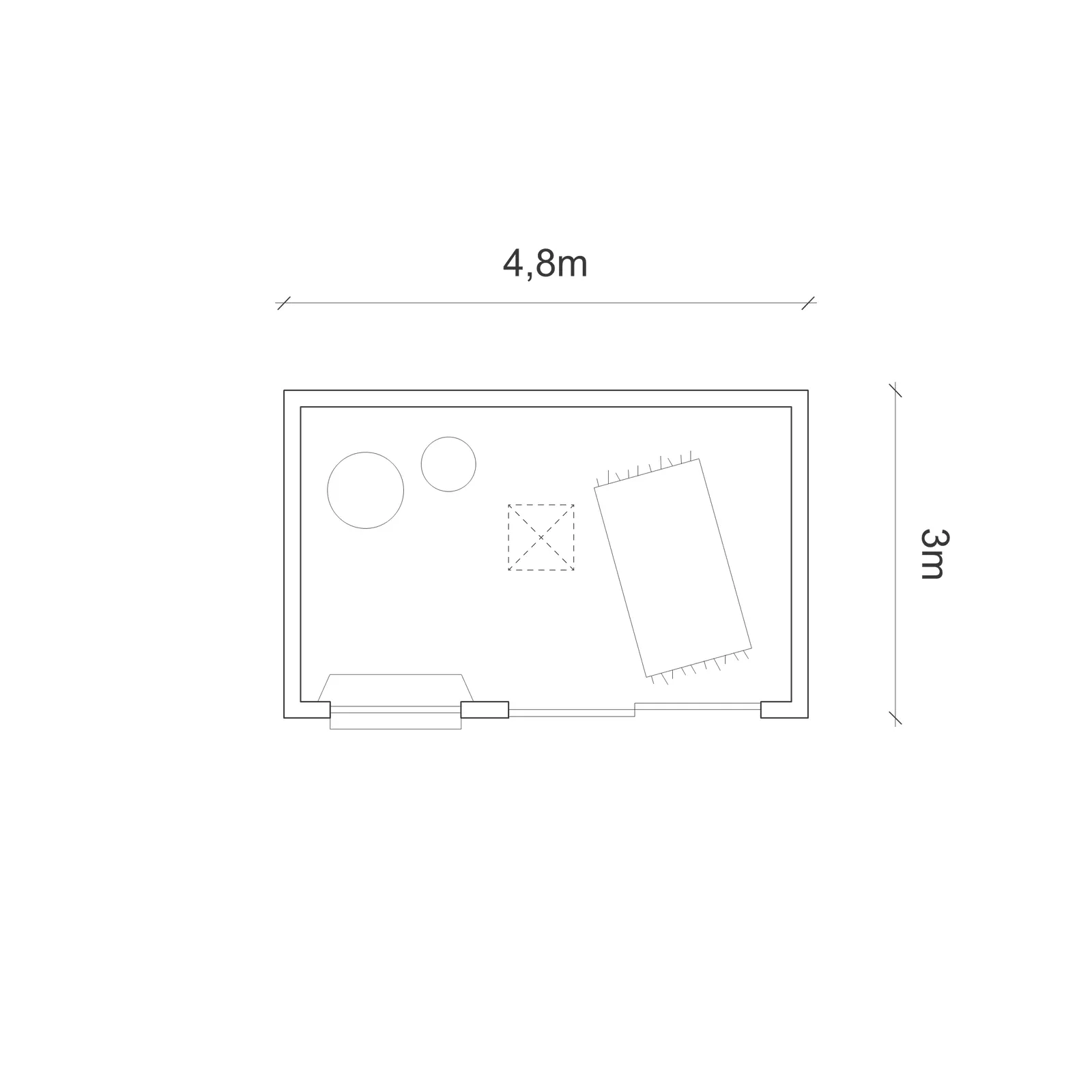 Floor plan of A restful wellness studio with a window seat